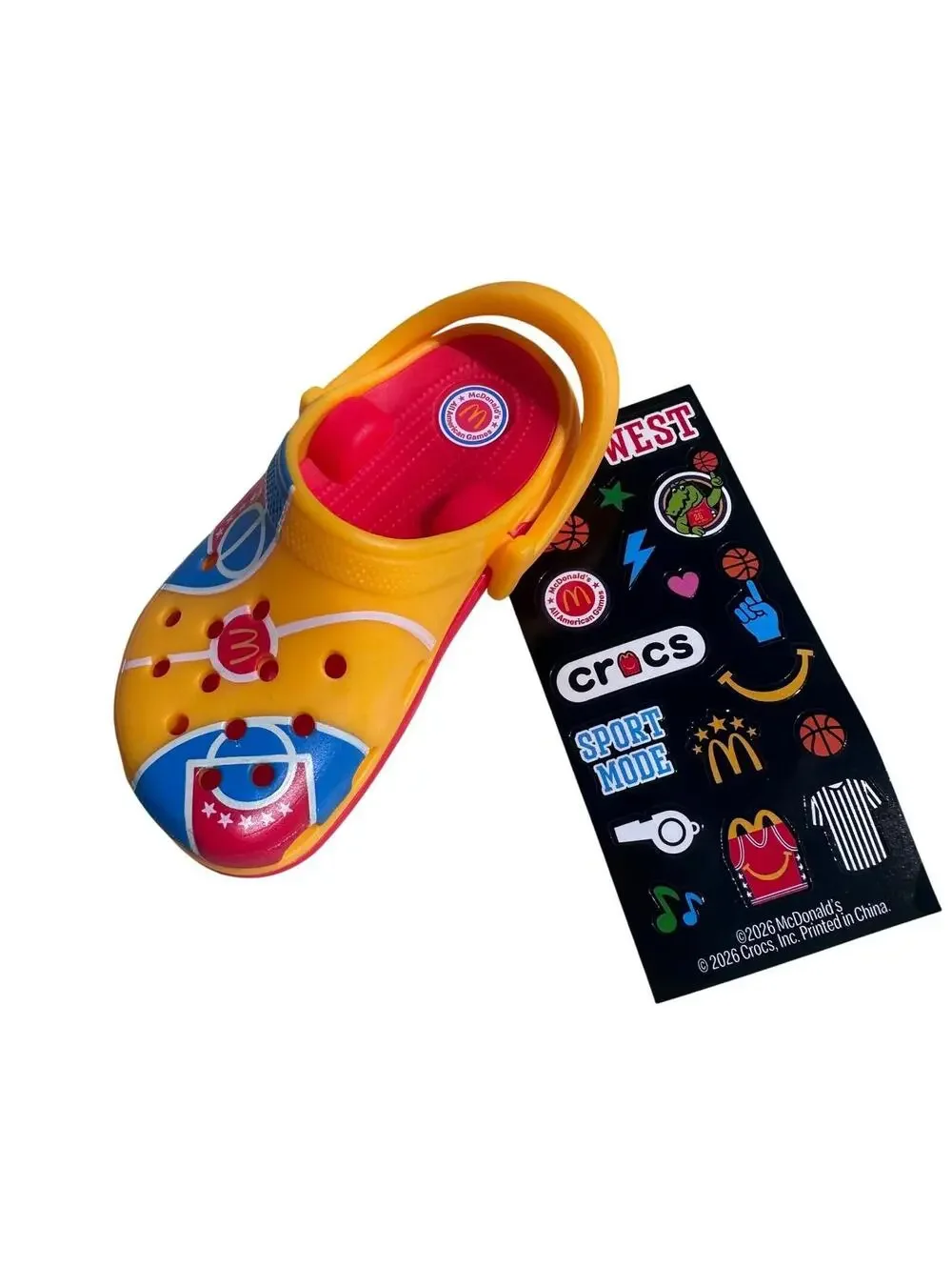 McDonalds Crocs Toy Unisex OS Yellow All American Games Basketball Keychain Stic